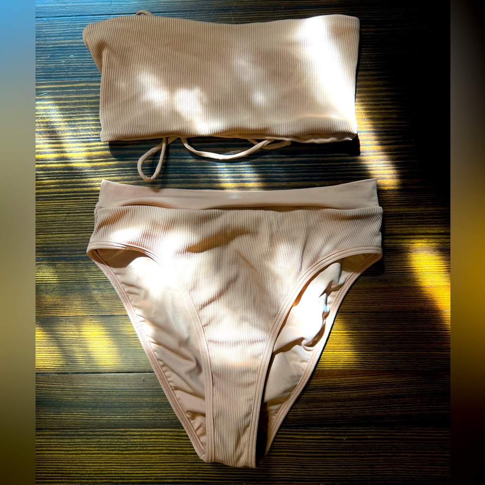 Lspace bandeau top and high waisted bottoms